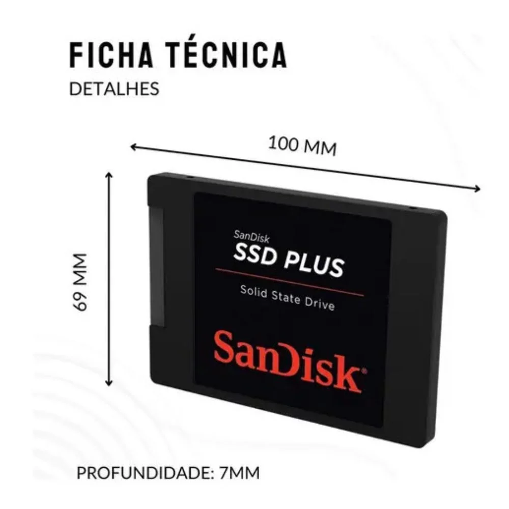 Imagem 2 de 4 do produto SSD Sandisk Plus 480 Gb Sata Iii Para PC E Notebook Preto