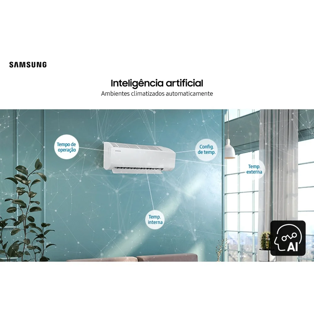 Imagem 4 de 5 do produto Ar Condicionado Split Samsung Digital Inverter Ultra Ai 24000 Btus Ar50f24d1 Wi-fi Gás R32 Frio 220v