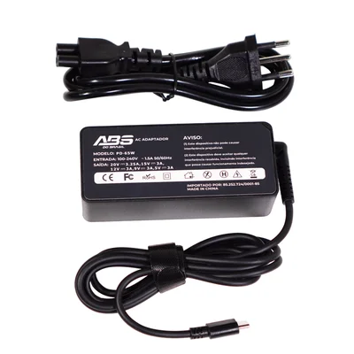 Fonte Carregador Notebook Abs Universal Type-c 5-20v 3.25a 65w