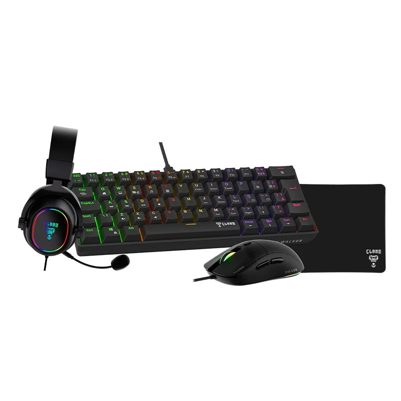 Imagem 4 de 5 do produto Kit Gamer Darkline - Headset/mouse/teclado/mousepad - Clanm