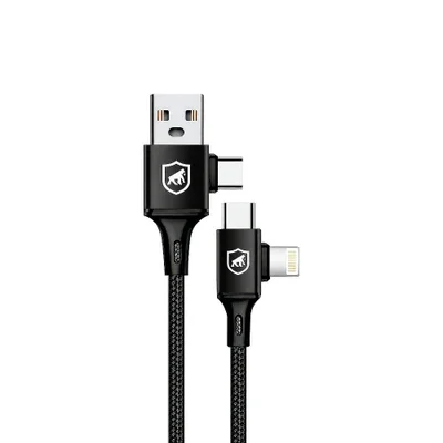 Cabo 4 Em 1 - Carregamento Rápido 65w - Usb-a, Usb-c/tipo-c E Lightning, Preto - 1m - Discovery - Gshield