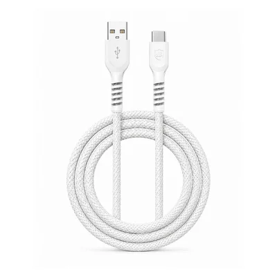 Cabo Dual Armor Tipo C/ Usb-a 1m Com Carregamento Rápido 27w Revestido Em Nylon Balístico - Branco - Gshield
