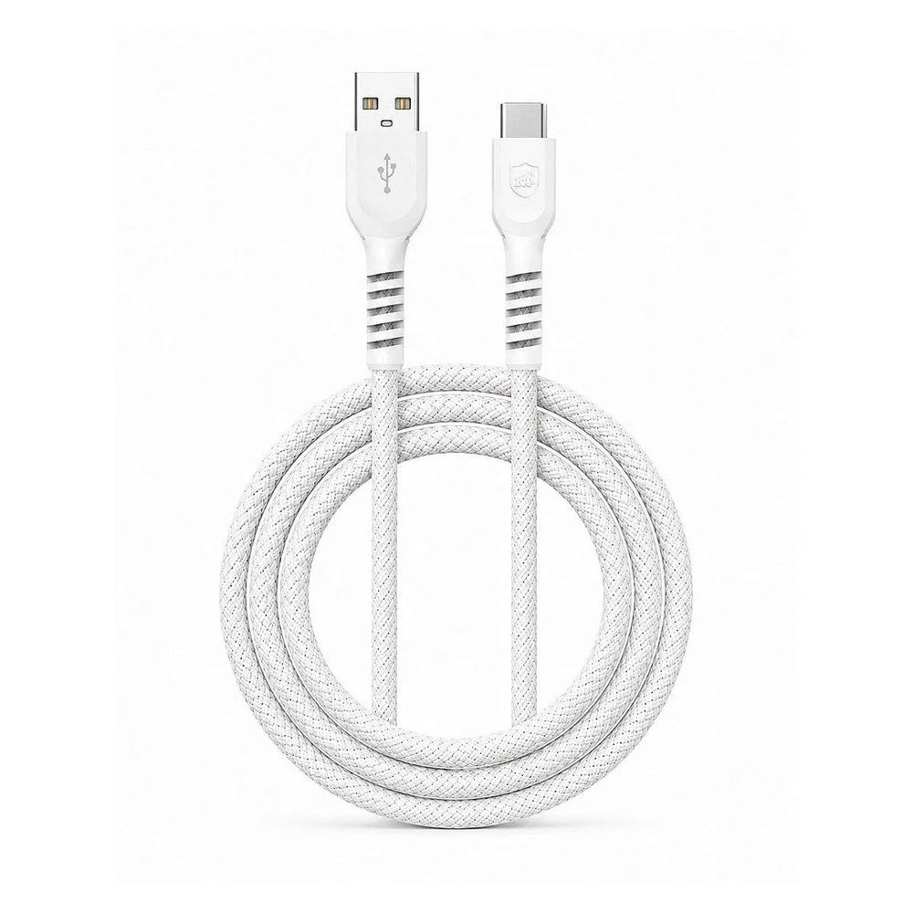 Cabo Dual Armor Tipo C/ Usb-a 1m Com Carregamento Rápido 27w Revestido Em Nylon Balístico - Branco - Gshield