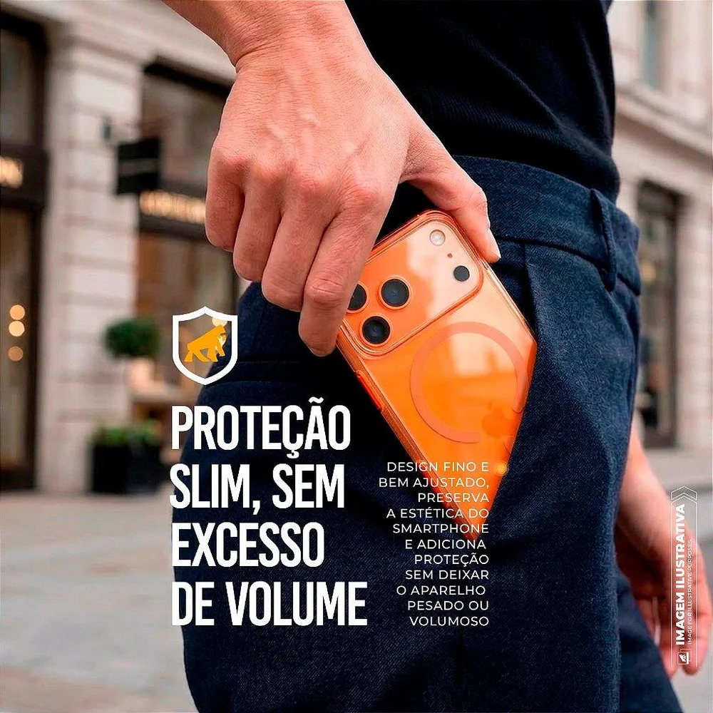 Imagem 2 de 5 do produto Capa Para Iphone 18 Pro Max - Crystal Edge Magsafe - Laranja - Não Amarela - Gshield