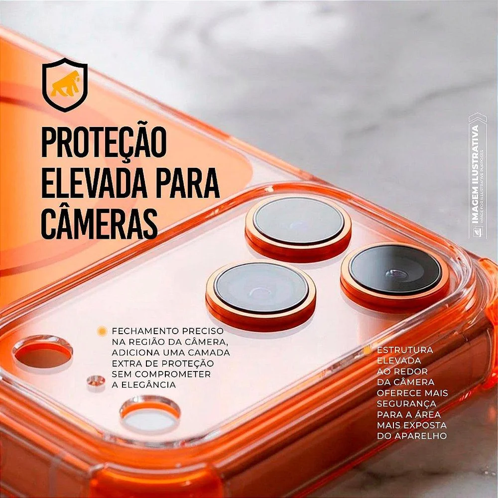 Imagem 3 de 5 do produto Capa Para Iphone 18 Pro Max - Crystal Edge Magsafe - Laranja - Não Amarela - Gshield