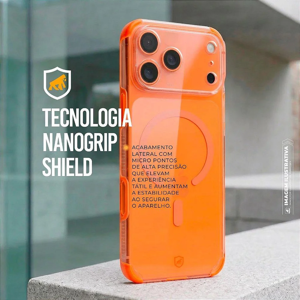 Imagem 4 de 5 do produto Capa Para Iphone 18 Pro Max - Crystal Edge Magsafe - Laranja - Não Amarela - Gshield