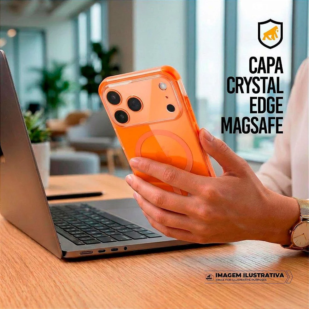 Imagem 5 de 5 do produto Capa Para Iphone 18 Pro Max - Crystal Edge Magsafe - Laranja - Não Amarela - Gshield