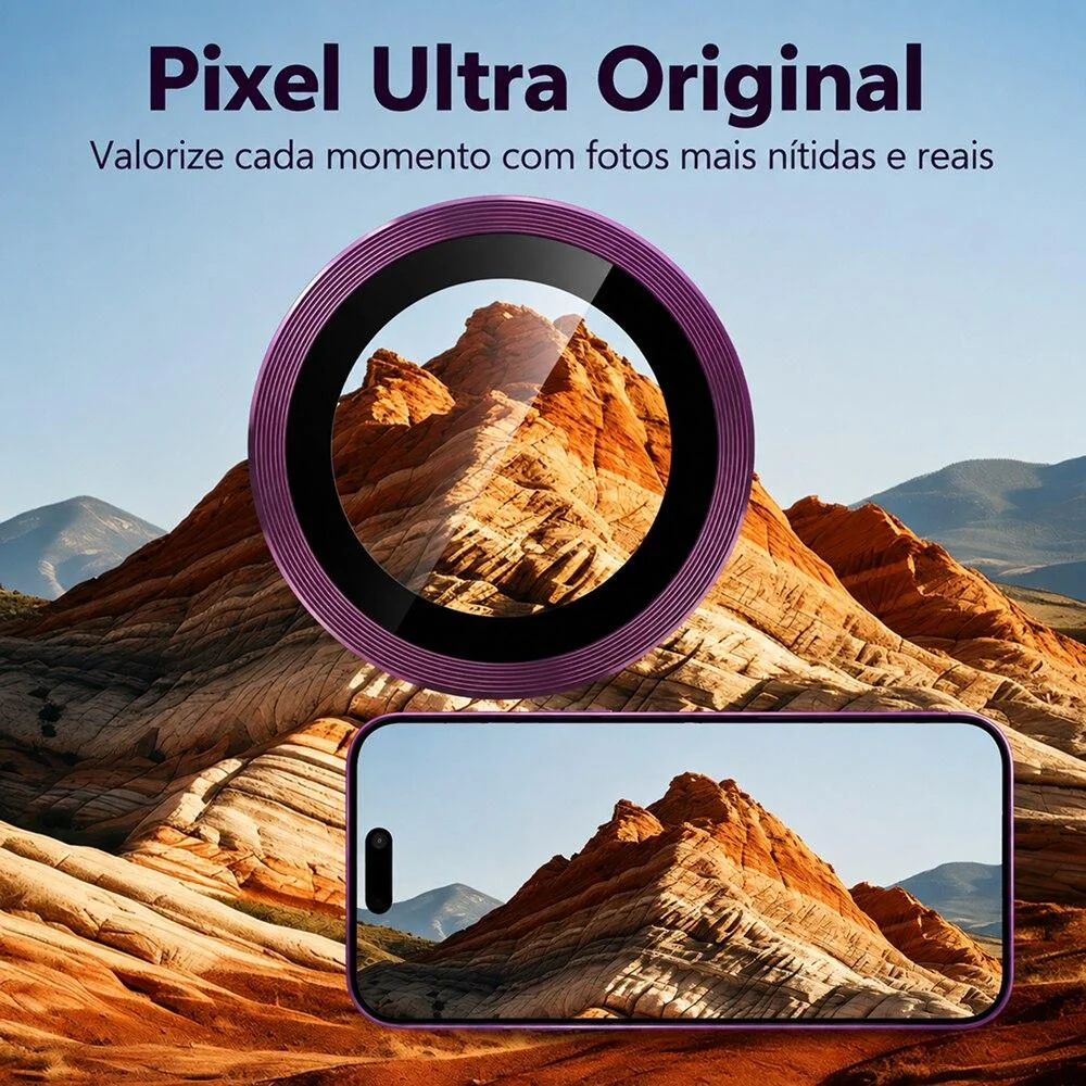 Imagem 2 de 3 do produto Película De Câmera Aro Iphone 18 Pro / 18 Pro Max,   Iplace, Roxo