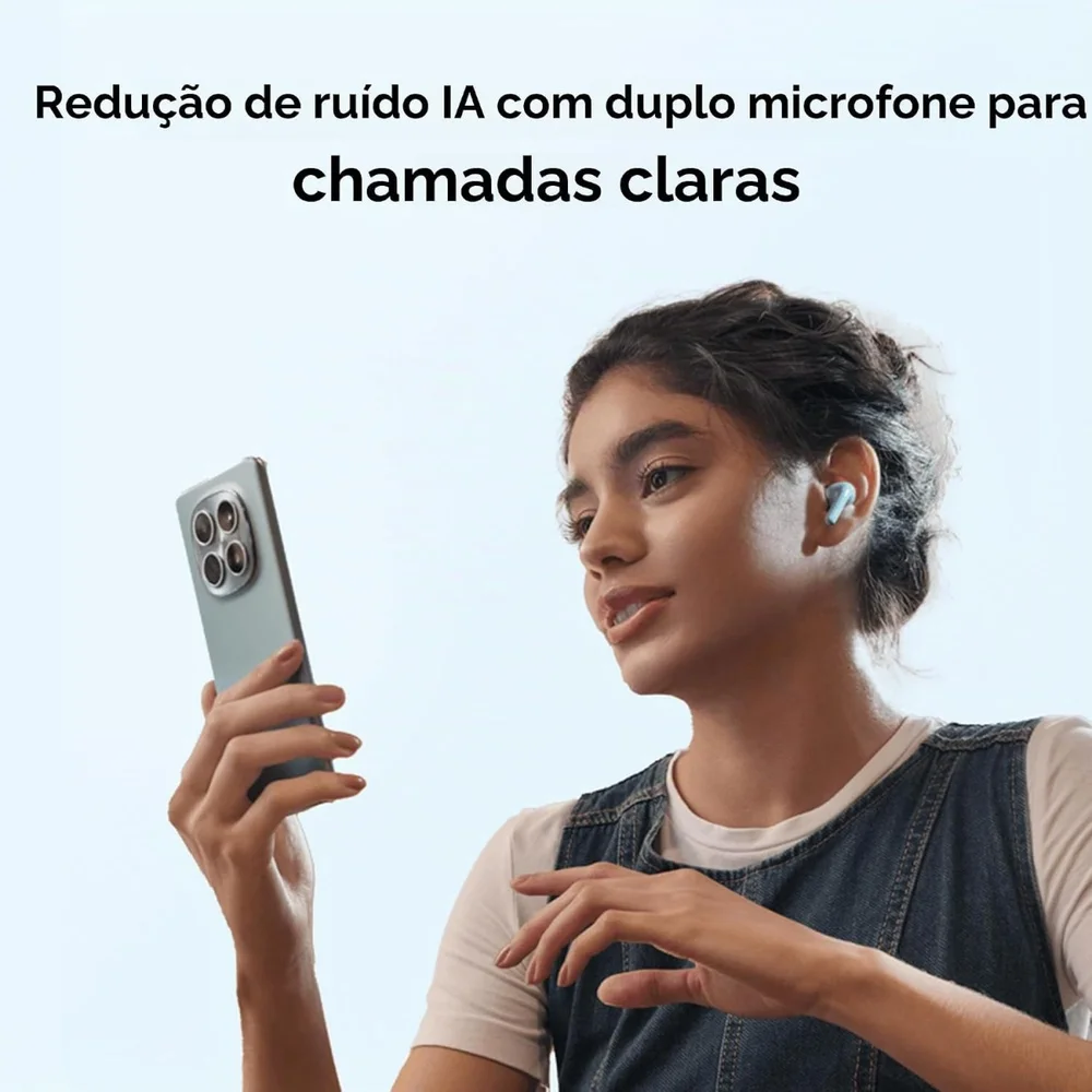 Imagem 5 de 5 do produto Fone De Ouvido Redmi Buds 8 Active Bluetooth 5.4 Vitality Edition Redução Ruidos Ai - Branco