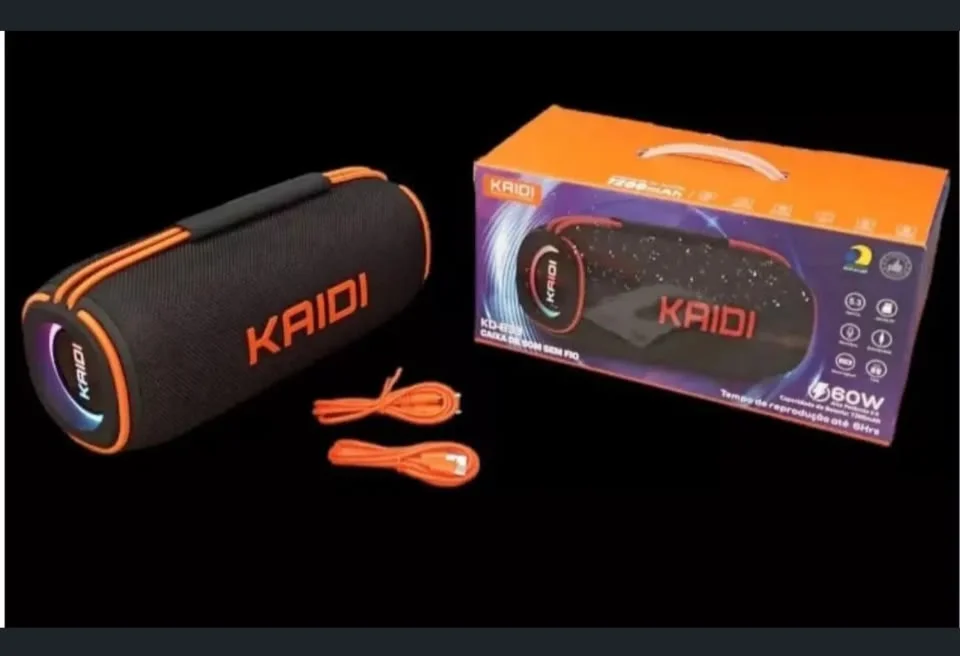 Imagem 5 de 5 do produto Caixa De Som Bluetooth 5.3 Kaidi Knc 833 Super Potência E Tecnologia Tws 60w Rms LED RGB 833 821