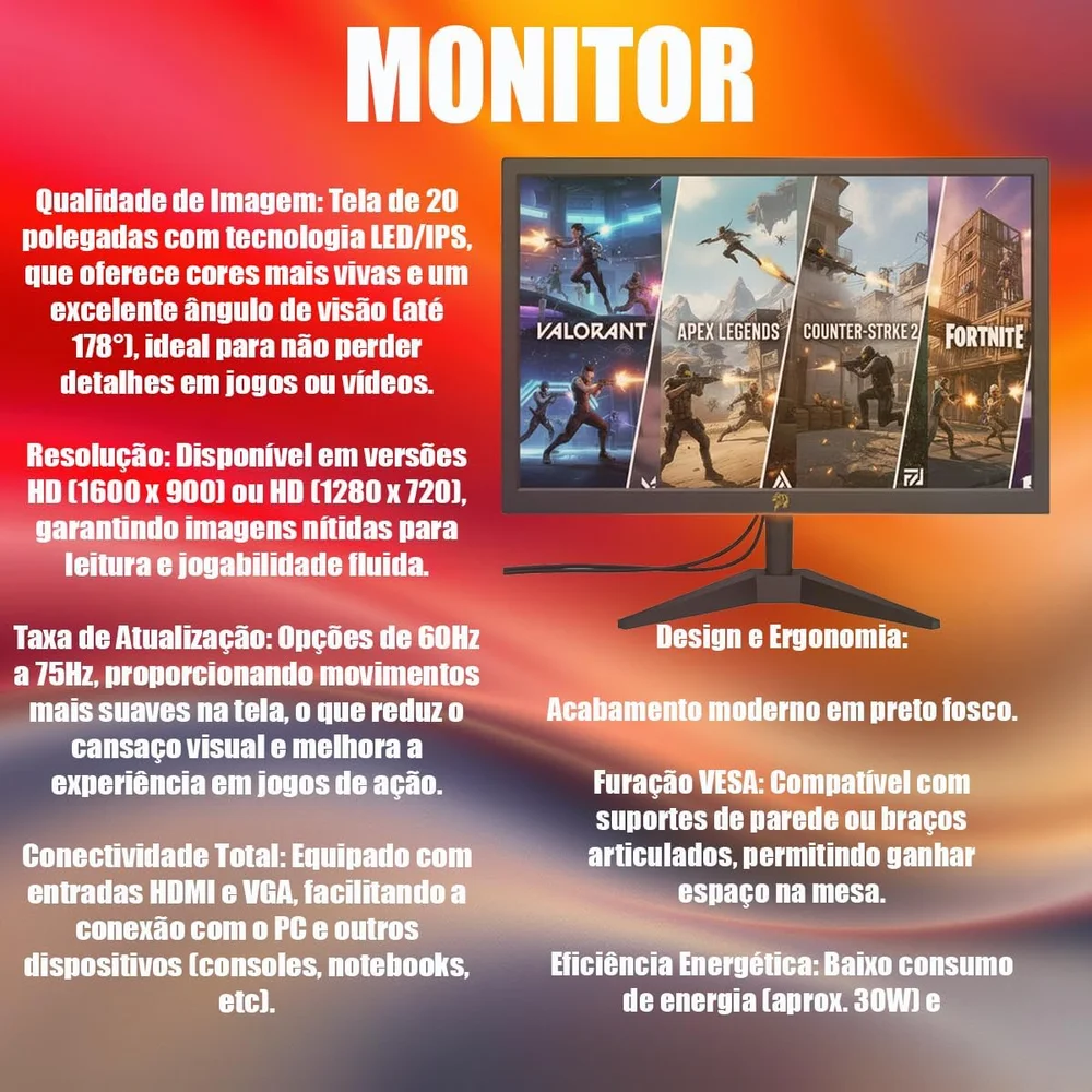 PC Computador Gamer Completo | Intel i7 | 8GB | SSD 1TB | Monitor + Teclado + Mouse + Headset + Mouse Pad + Wi-fi - view 5
