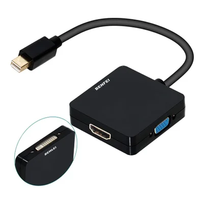 Adaptador Benfei Mini Dp 3 Em 1 HDMI Vga Dvi 15cm