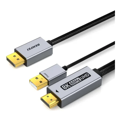 Benfei Cabo Displayport Para HDMI 8k Com Alimentação Usb