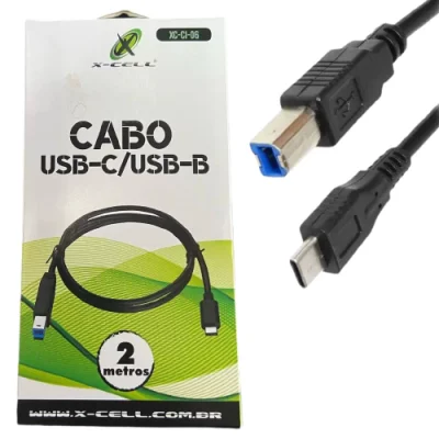 Cabo P/ Impressora Usb -c Usb-b 2 Metros X-cell Xc-ci-06 - Xcell