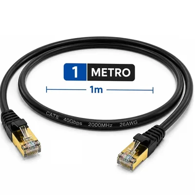 Cabo De Rede Cat8 Profissional 40gbps 2000mhz 1m - Xc-cat8-1