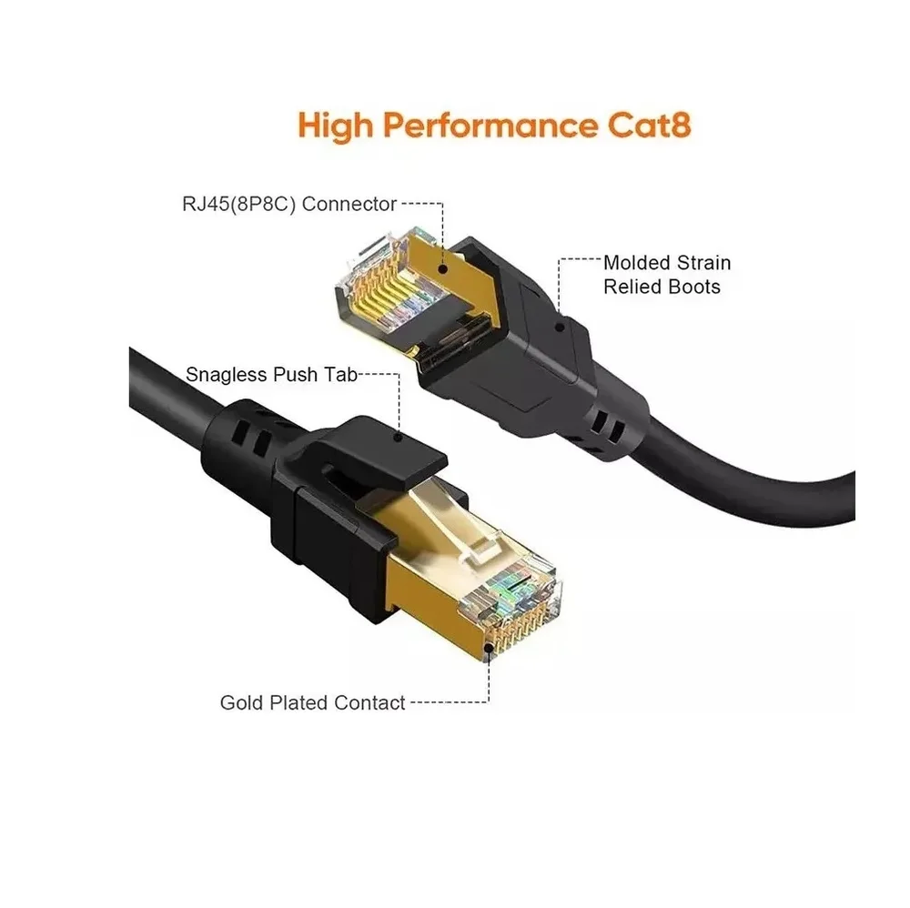Imagem 3 de 4 do produto Cabo De Rede Cat8 Profissional 40gbps 2000mhz 1m - Xc-cat8-1
