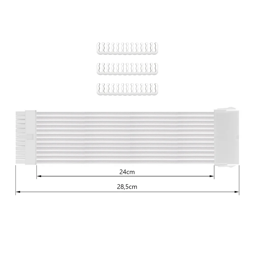 Imagem 5 de 5 do produto Cabo Extensor Atx 24 Pinos Sleeved Full White Para Fonte PC