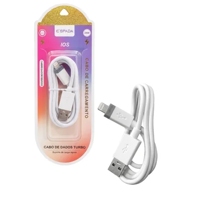 Cabo Usb Para Lightning (iphone), Carregamento Rápido, 25w, 1 Metro De Comprimento, Branco - E'spada