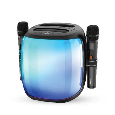 Caixa De Som Amet Party Box 100w Karaoke 2 Microfones Sem Fio