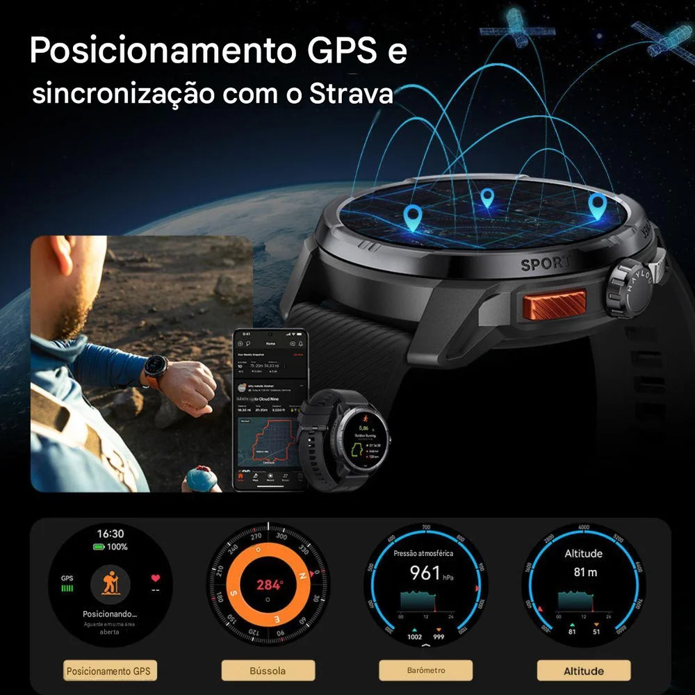 Imagem 4 de 5 do produto Relógio Smartwatch Haylou Solar Ultra Compatível Com Strava Gps Integrado 5atm Tela AMOLED Bluetooth Bateria Longa Duraçao