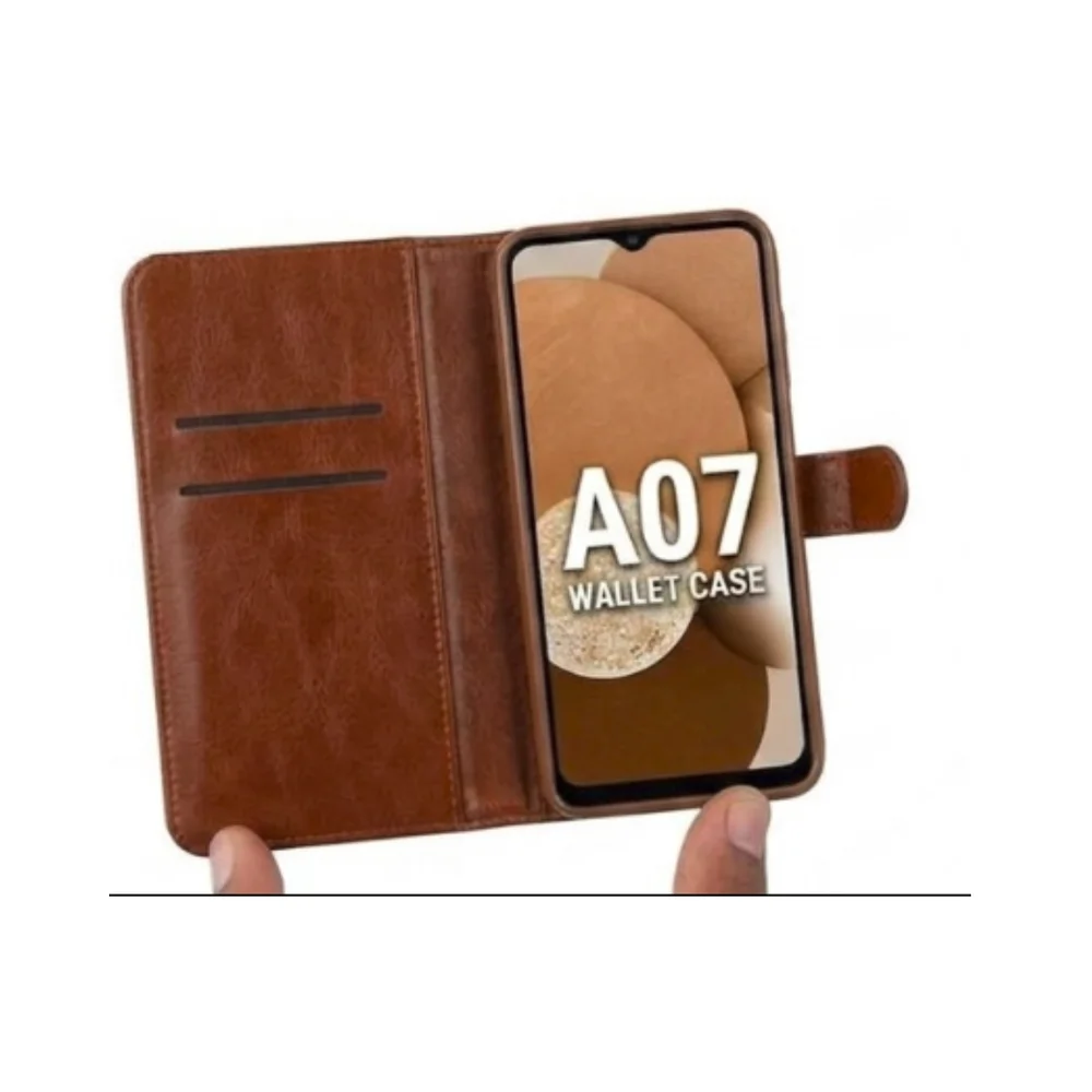 Imagem 4 de 5 do produto Capa Carteira Galaxy A07 4g Marrom Flip Porta Cartão Proteção