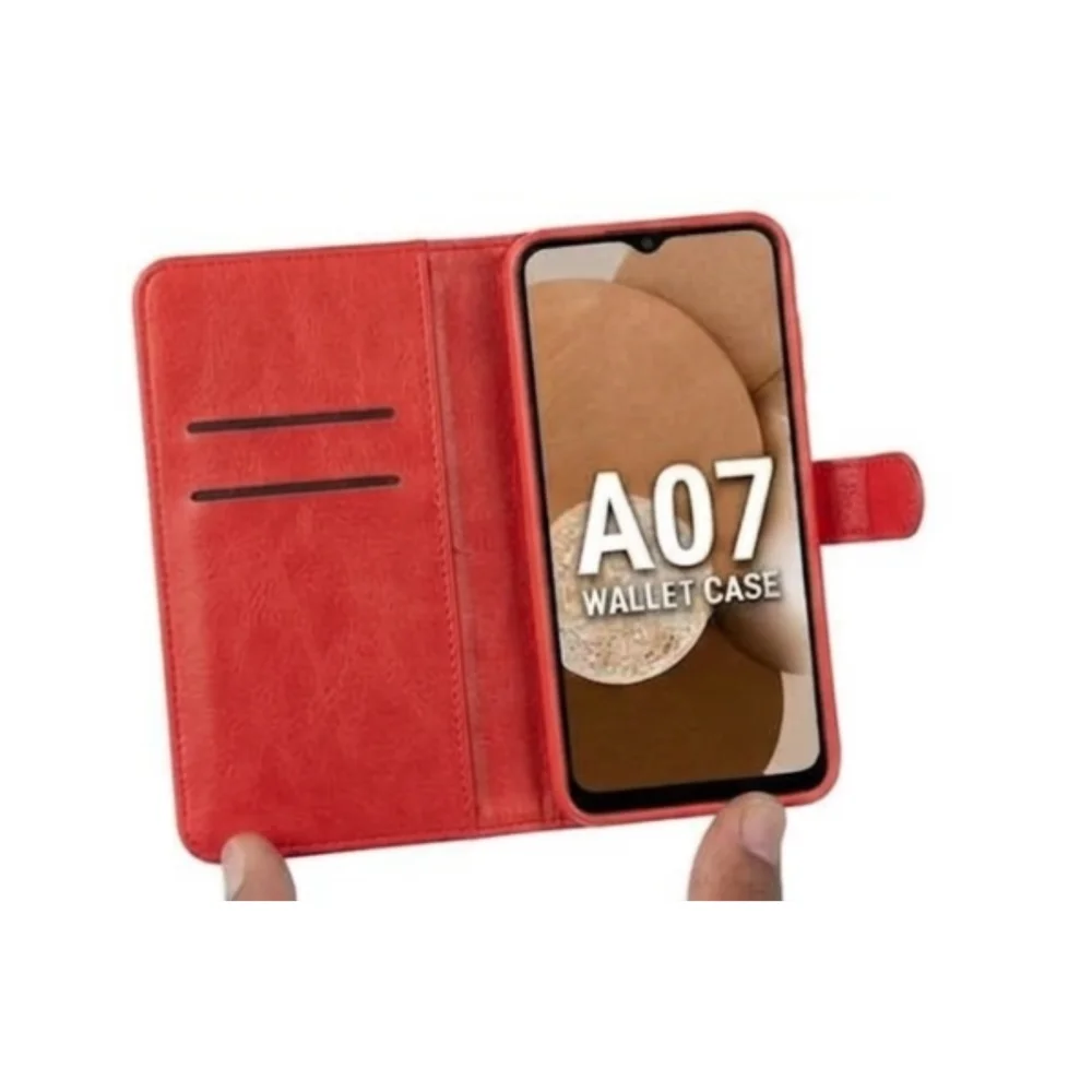 Imagem 4 de 5 do produto Capa Carteira Galaxy A07 4g Vermelho Flip Porta Cartão Proteção