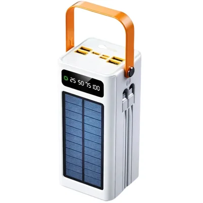 Carregador Powerbank Solar 50000mah Com Lanterna Tipo C Lightning Super Rápido Com 4 Portas Usb