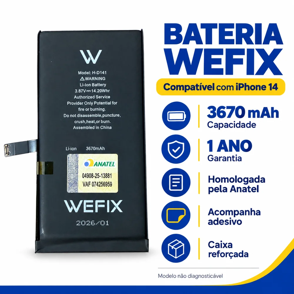 Imagem 3 de 5 do produto Kit Reparação De Bateria Anatel Compatível Com Iphone 14