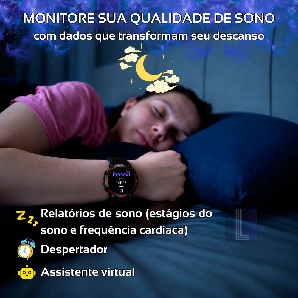 Imagem 2 de 5 do produto Relógio Smartwatch Gt11 Redondo Sport 1,52" Lanterna Chamada Cor:preto