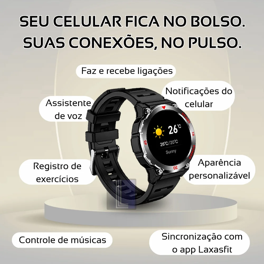 Imagem 4 de 5 do produto Relógio Smartwatch Gt11 Redondo Sport 1,52" Lanterna Chamada Cor:preto