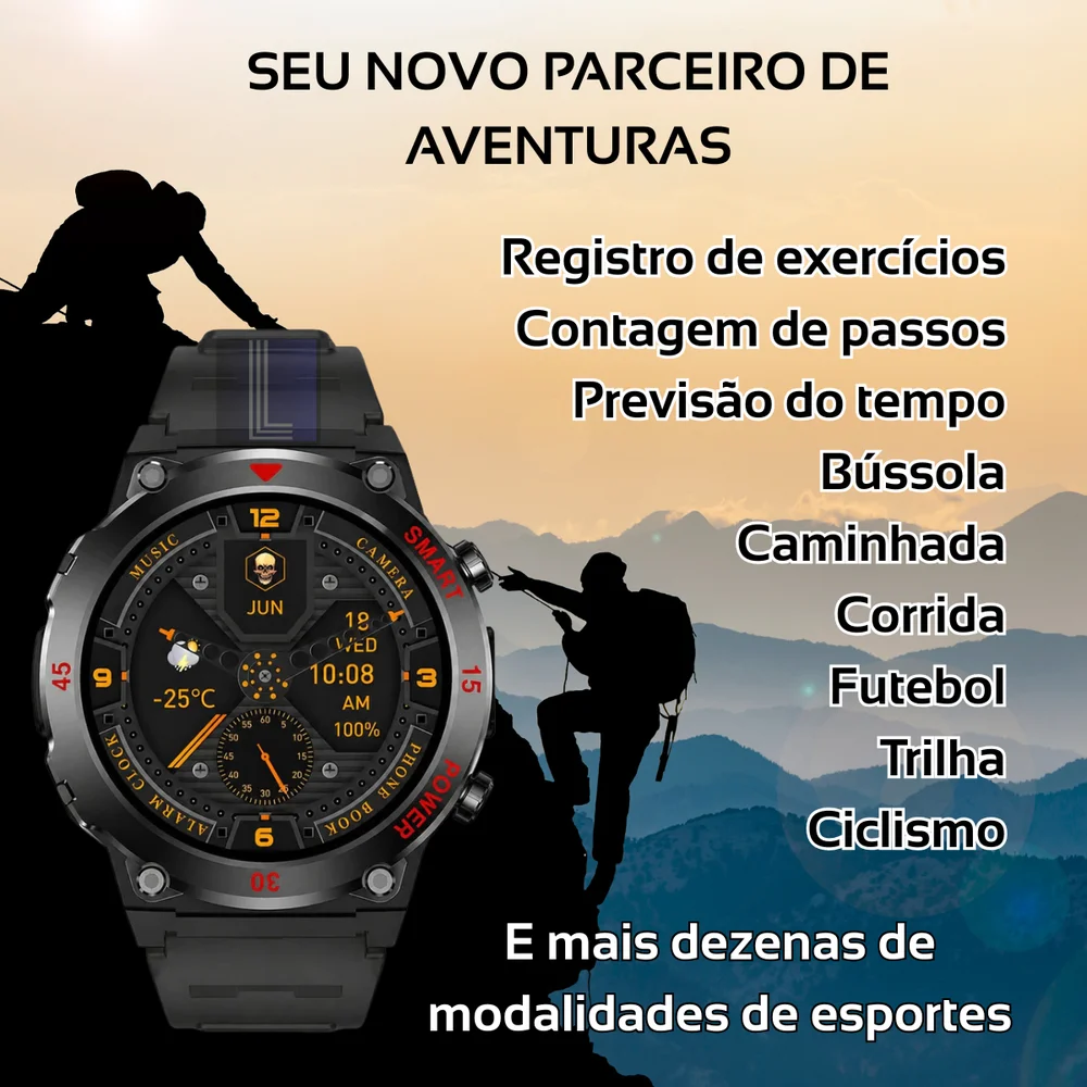 Imagem 5 de 5 do produto Relógio Smartwatch Gt11 Redondo Sport 1,52" Lanterna Chamada Cor:preto