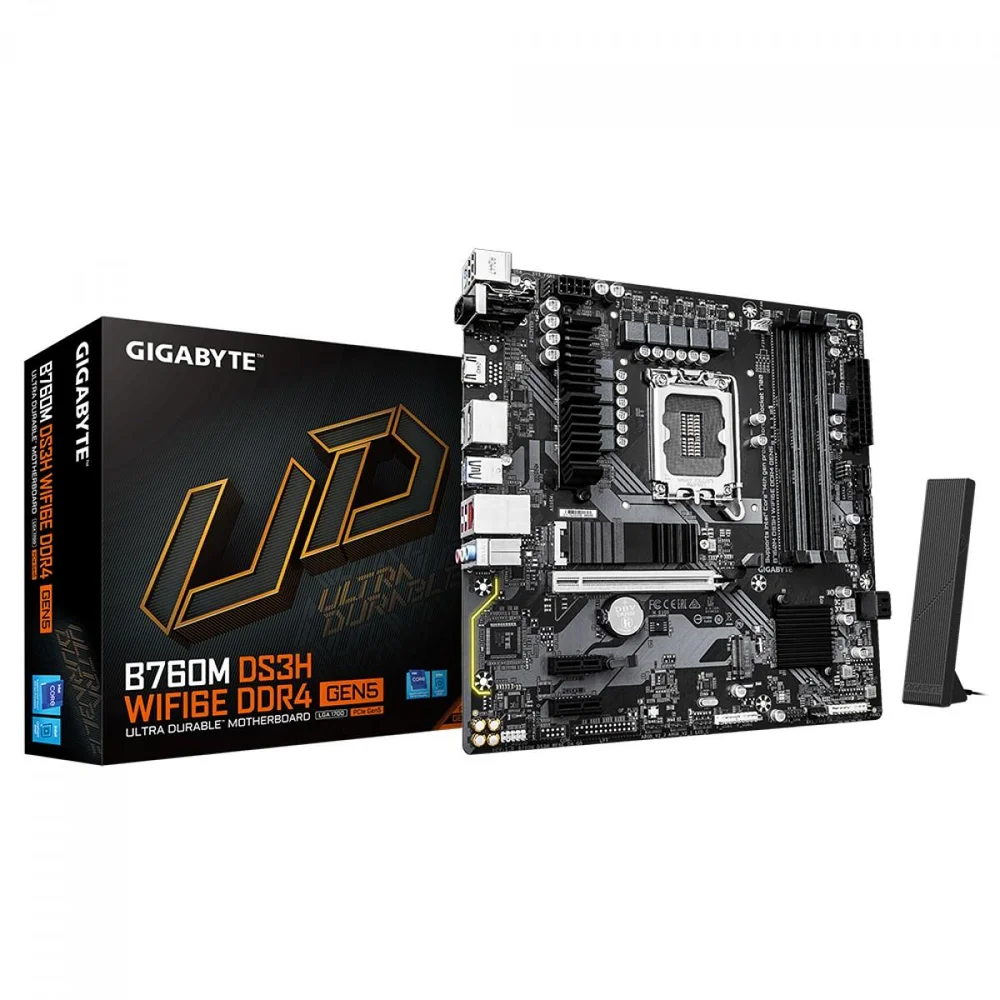 Placa Mãe Gigabyte B760m Ds3h Wifie Ddr4 Gen5, Chipset B760, Intel LGA 1700, M-atx, Ddr4