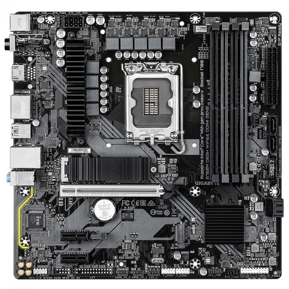 Imagem 2 de 4 do produto Placa Mãe Gigabyte B760m Ds3h Wifie Ddr4 Gen5, Chipset B760, Intel LGA  1700, M-atx, Ddr4