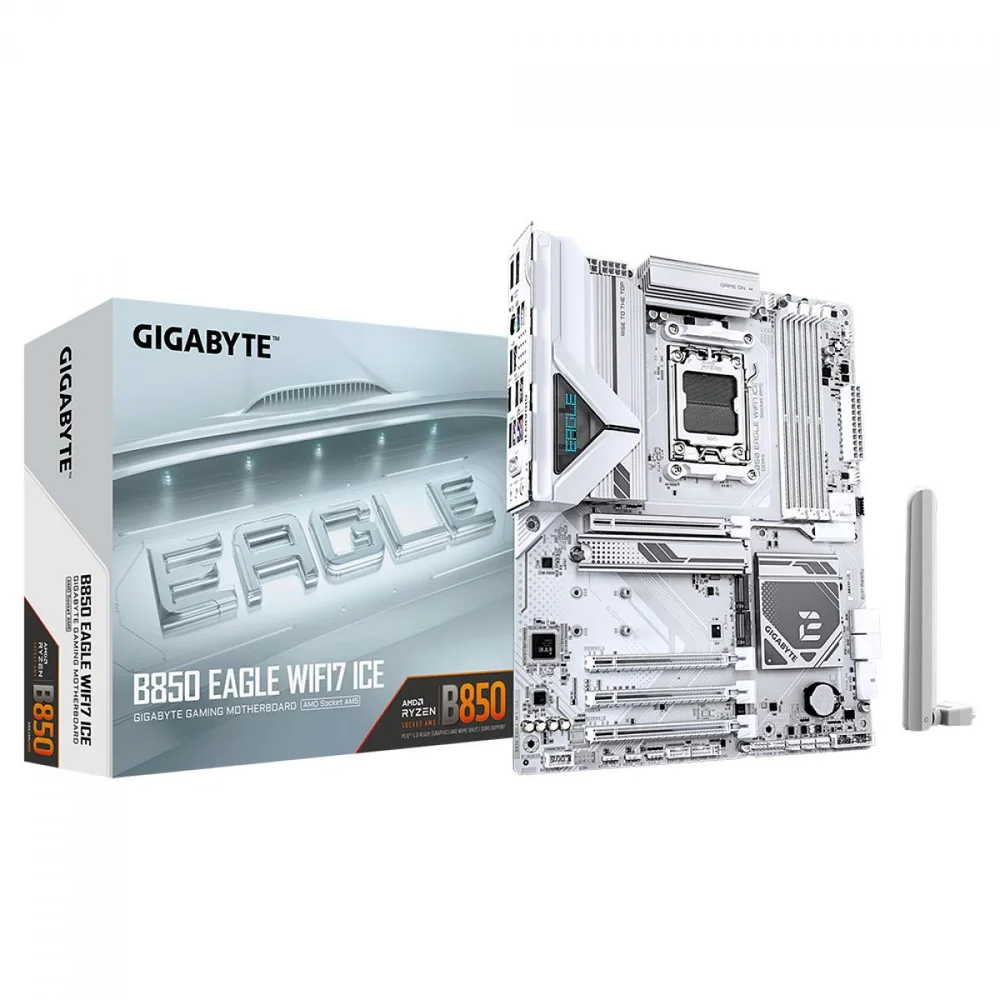 Placa Mãe Gigabyte B850 Eagle Wifi7 Ice, Chipset B850, Amd Am5, Atx, Ddr5