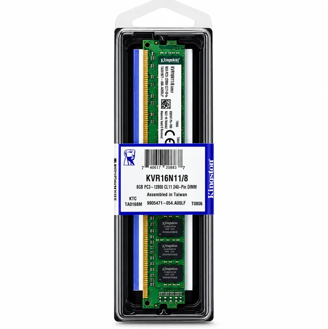 Memória Ram Kingston Udimm, 8GB Ddr3 1600mhz — Kvr16n11/8