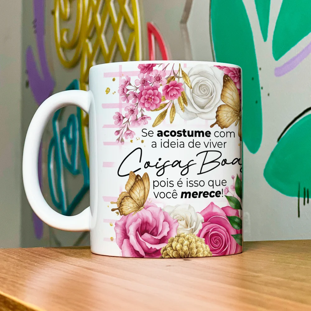 Imagem 2 de 5 do produto Caneca Floral Positividade - Se Acostume