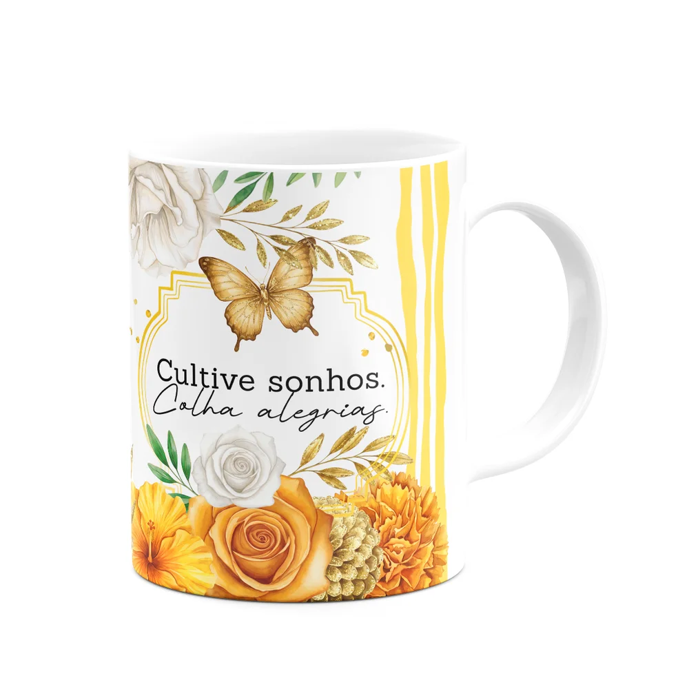 Imagem 4 de 5 do produto Caneca Floral Positividade - Cultive Sonhos, Colha Alegria