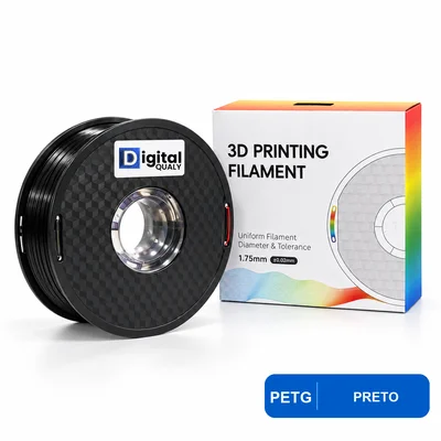 Filamento Petg 1kg Digital Qualy 1.75mm Para Impressora 3d Alta Resistência Preto