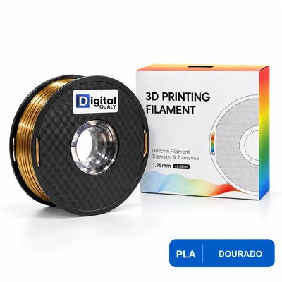 Filamento Pla 1kg Digital Qualy 1.75mm Para Impressora 3d Alta Precisão Dourado