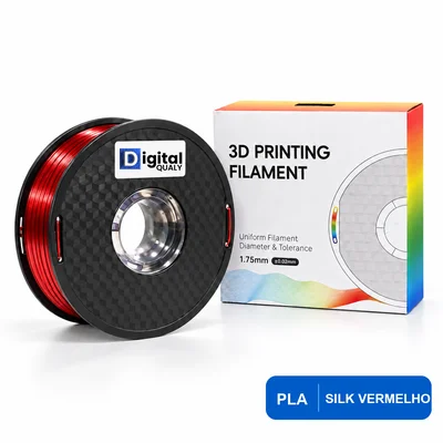Filamento Pla 1kg Digital Qualy 1.75mm Para Impressora 3d Alta Precisão Silk Vermelho