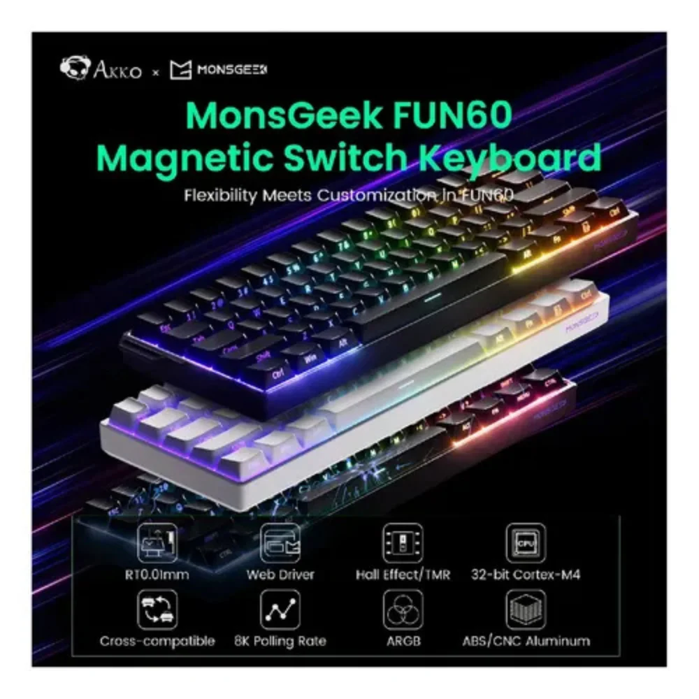 Imagem 4 de 4 do produto Teclado Magnético Akko Monsgeek Fun60 Pro 8000hz Preto Layout Us RGB