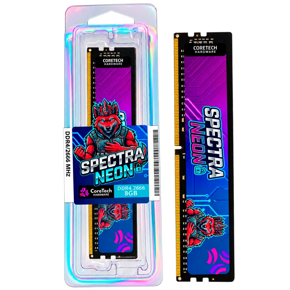 Memória Ram Coretech Spectra Neon 8GB (1x 8GB) Ddr4, 2666mhz, PC4-21300, Cl16 - Ctd426