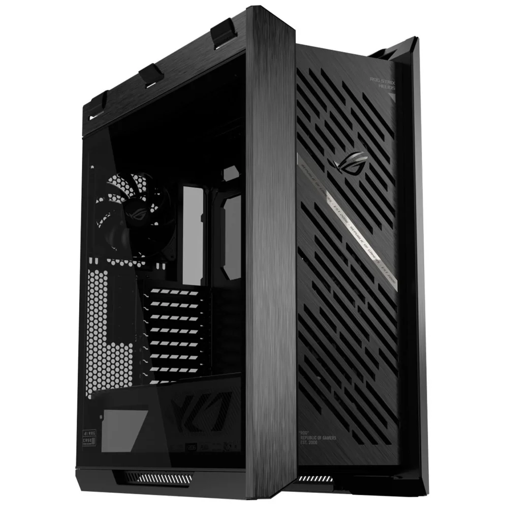 Gabinete Gamer Asus Rog Strix Helios Ii Gx601s Black, Mid Tower, Vidro Temperado, Atx, Sem Fonte, Com 4 Fans, Preto, 90dc00w0-b30000