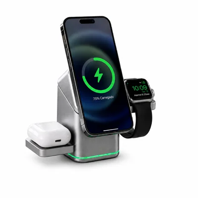 Carregador Wireless 3em1 Sem Fio P/ Iphone Watch Fone Airpod