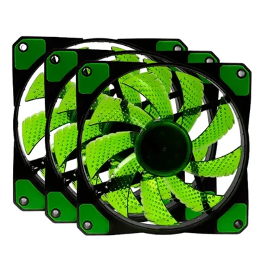 Kit 3x Cooler Fan 120mm Cor Verde 16 LEDs F20 Oex Game