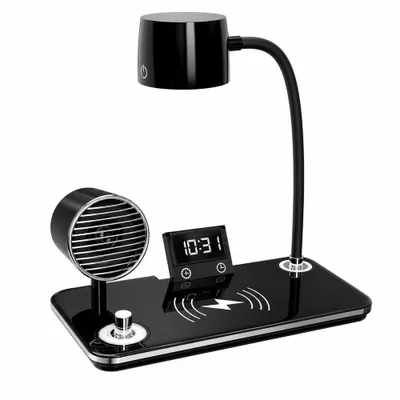Luminária De Mesa Com Caixa De Som E Carregador Sem Fio Utimix 4 Em 1 LED Ajustável Bluetooth