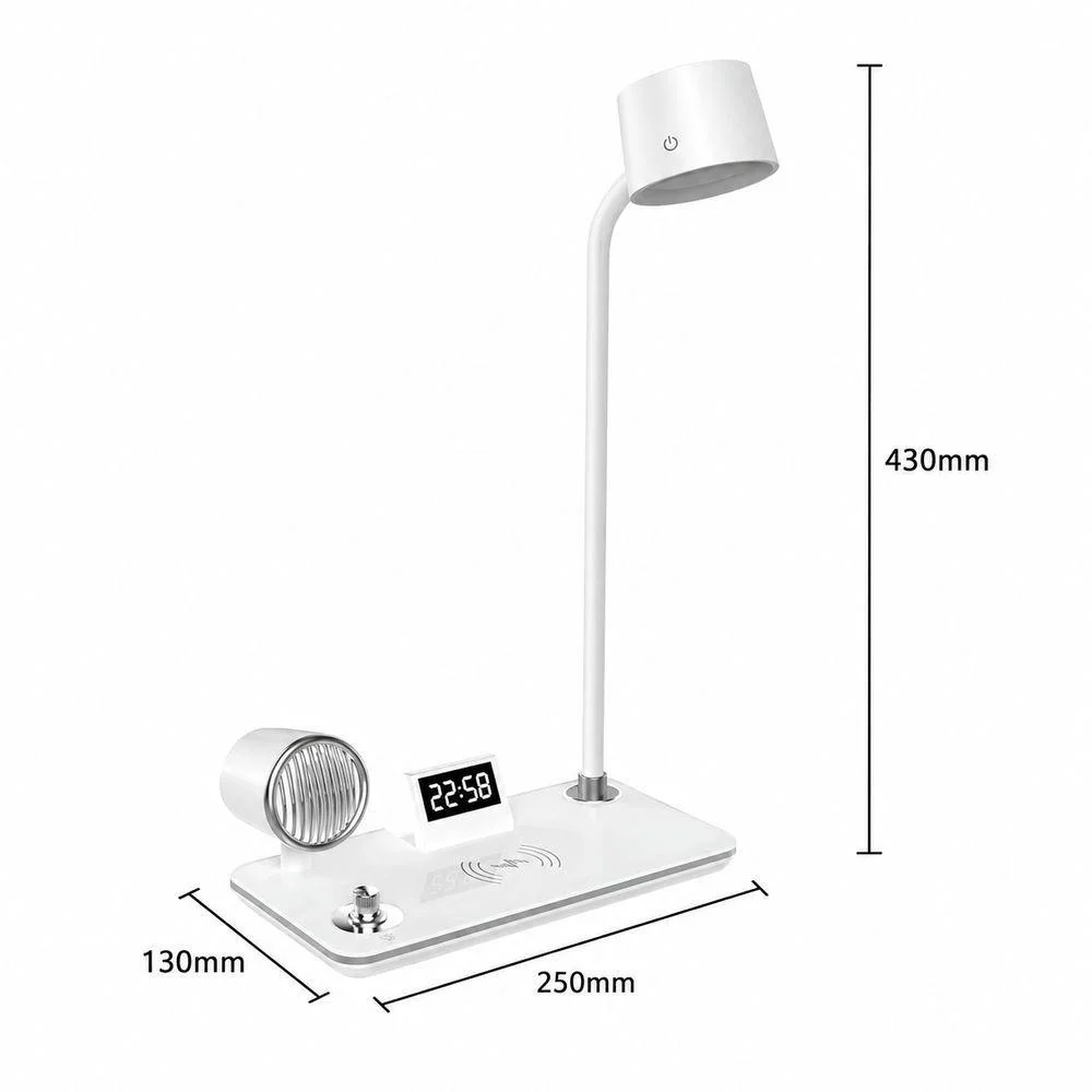 Imagem 3 de 5 do produto Luminária De Mesa Com Caixa De Som E Carregador Sem Fio Utimix 4 Em 1 LED Ajustável Bluetooth