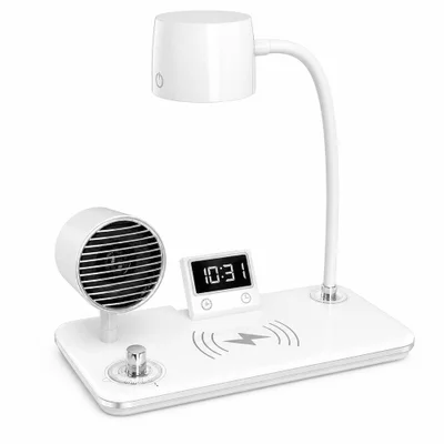 Luminária De Mesa Com Caixa De Som E Carregador Sem Fio Utimix LED Ajustável 5v Branco