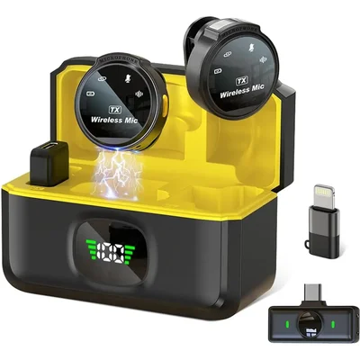 Microfone Lapela Duplo Anti Ruído Tipo C E Lightning iPhone