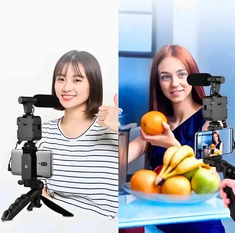 Imagem 4 de 4 do produto Kit Iluminação Microfone Celular Vlog Estúdio Vídeo
